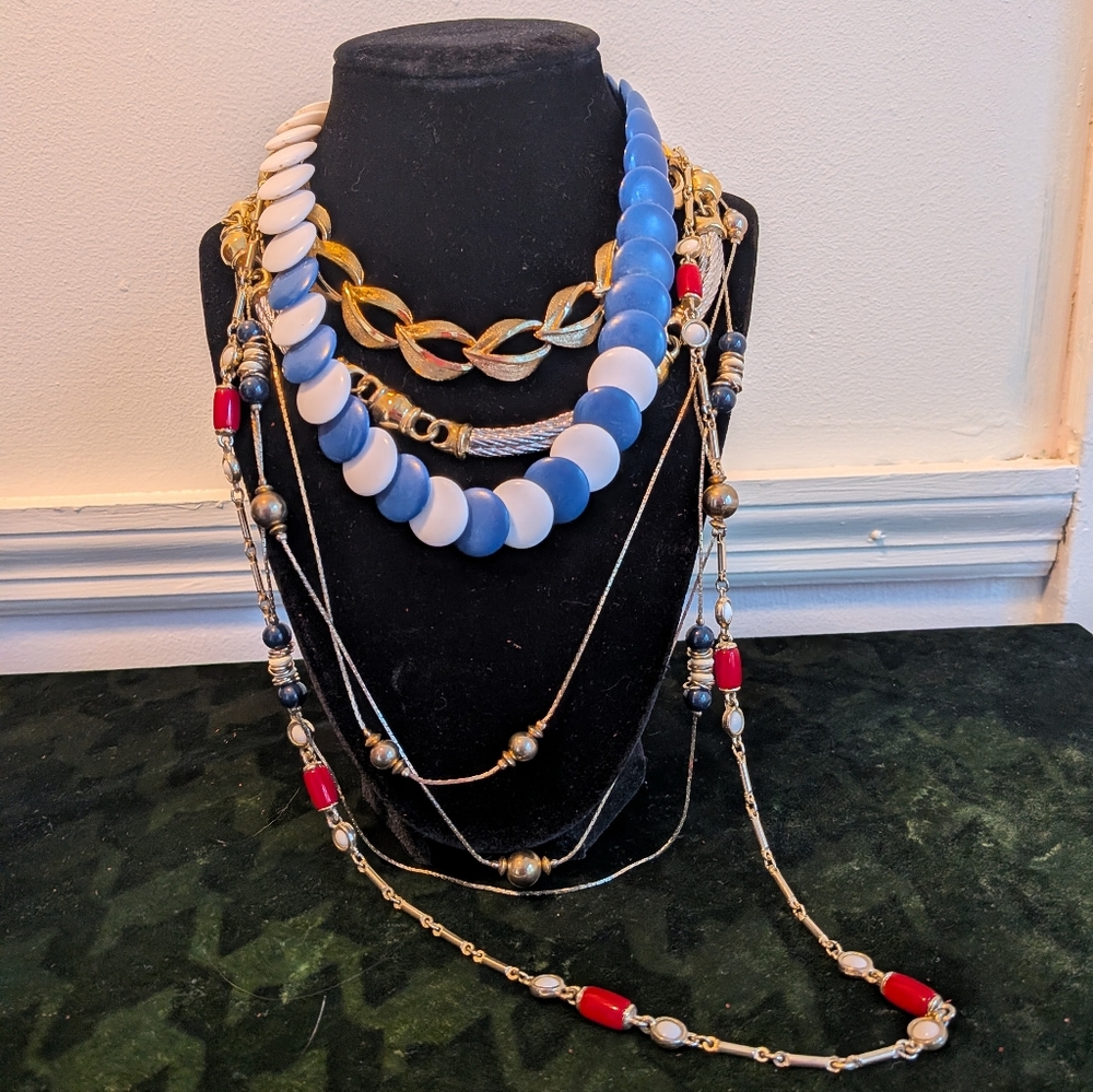 Lot Of Five Vintage Costume MCM Jewelry Necklaces